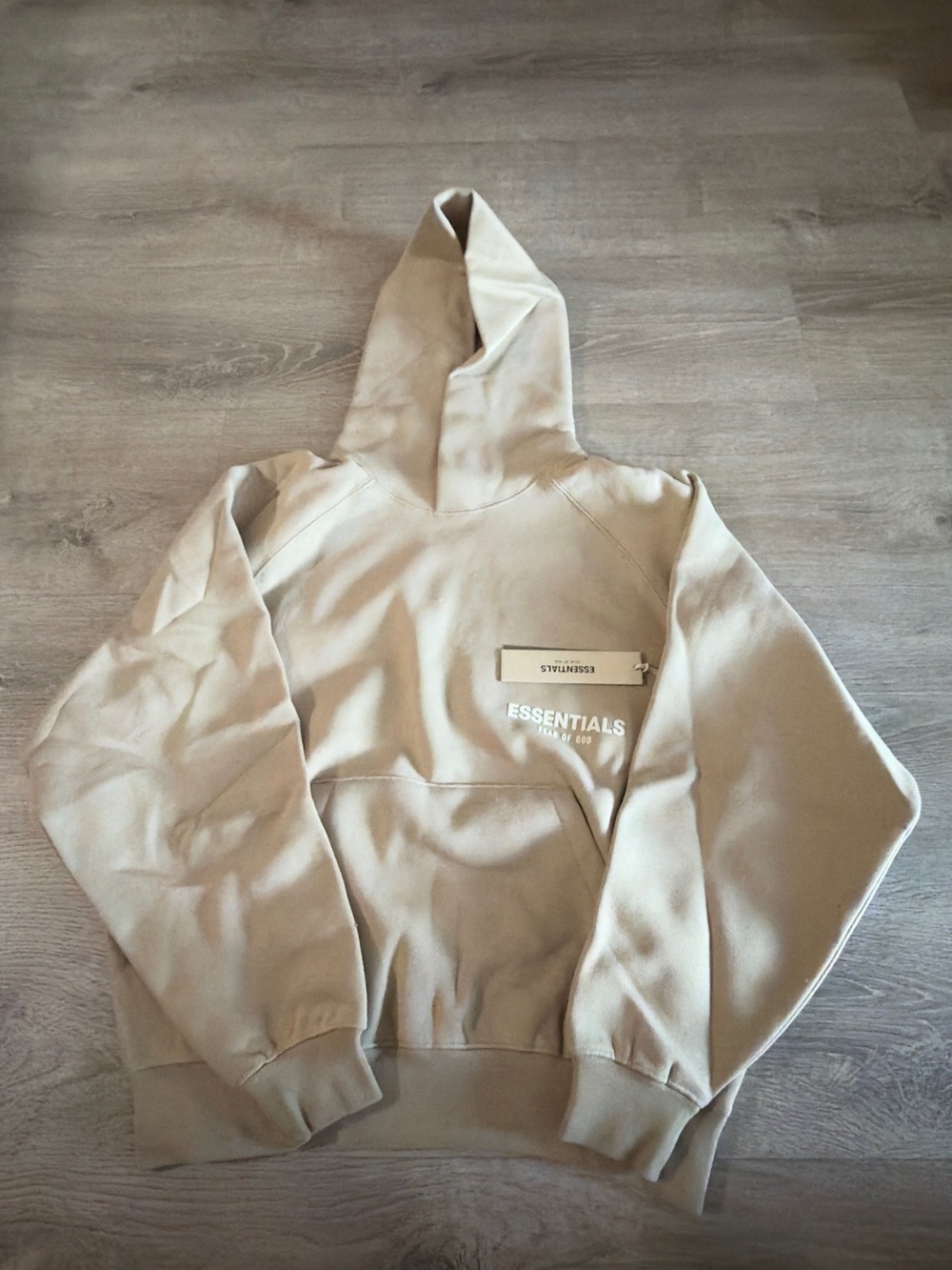 Fear of God Essentials Hoodie in Oak with White Logo